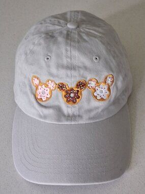 Disney Parks Mickey Ears Donuts Gray Baseball Cap Adult/One Size Fits Most